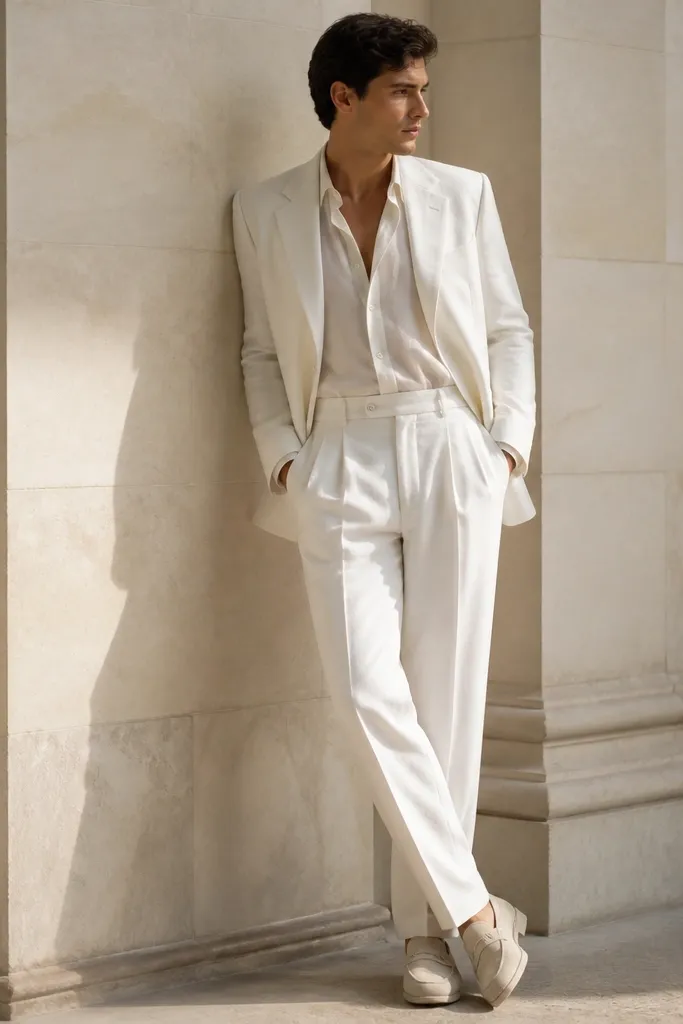 Formal white pants outfits for men