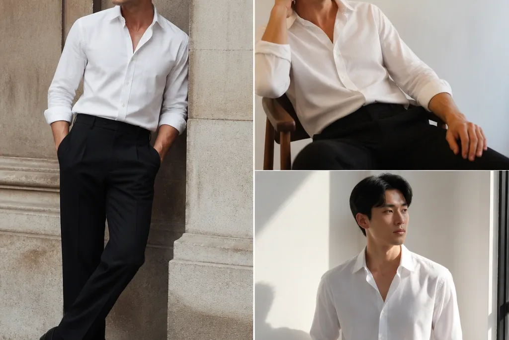 Black pants and white shirt outfits for men