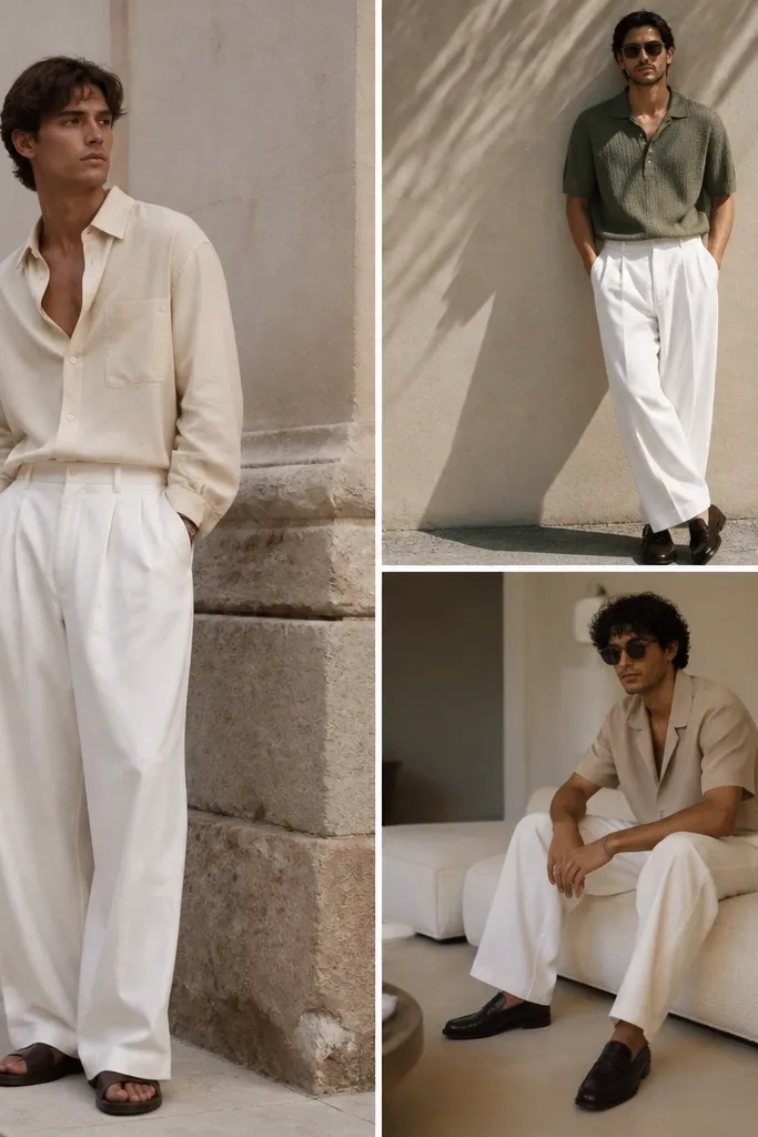 White baggy pants outfits for men that turn heads