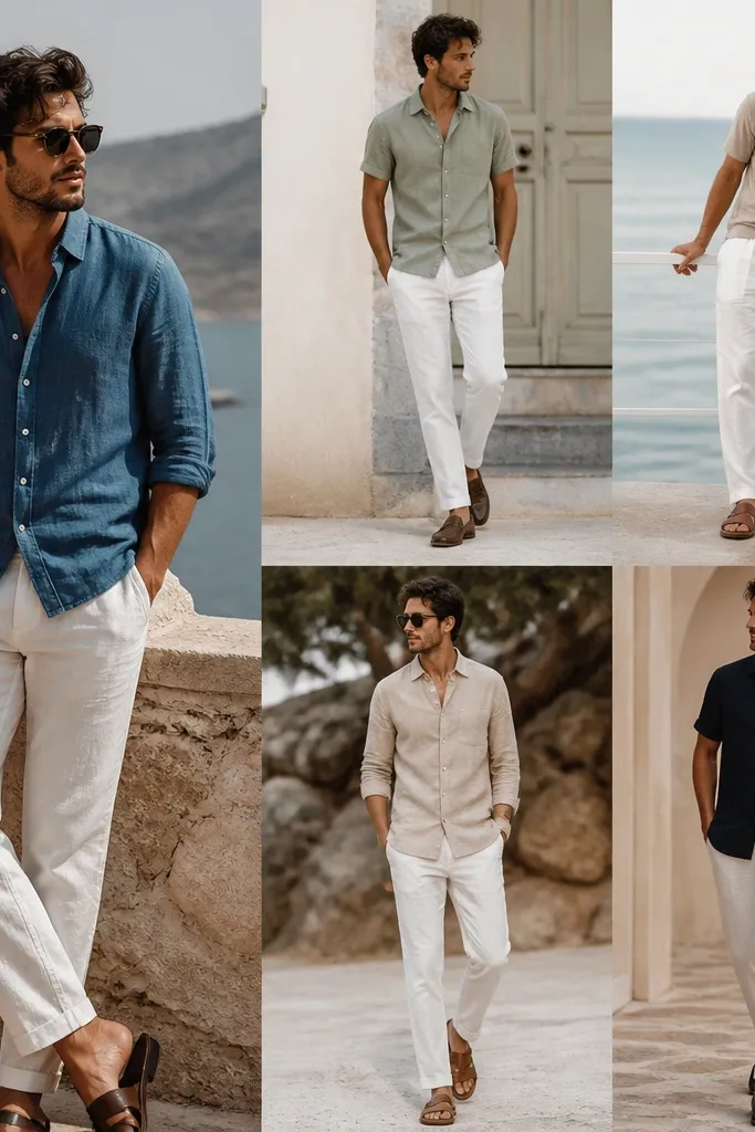 White pants summer outfits for men