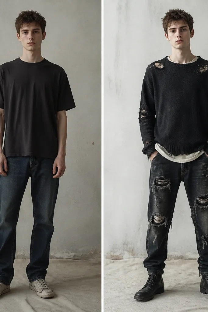Before after transformation grunge outfits men