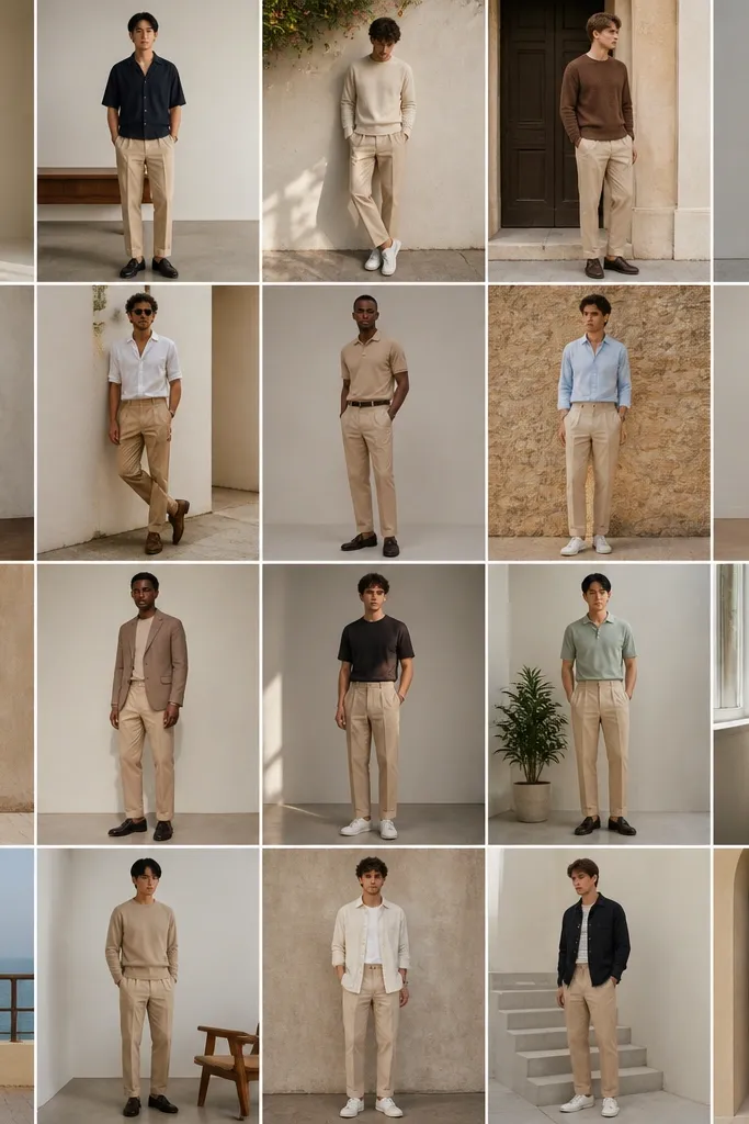 20 beige pants outfits for men