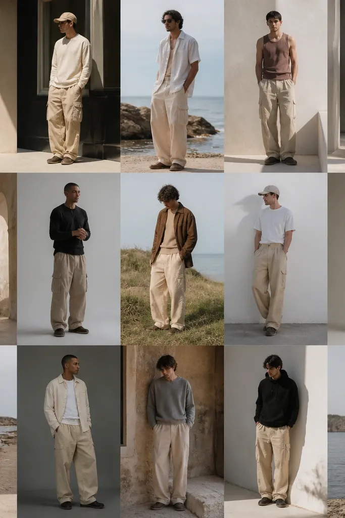 15 beige parachute pants outfits for men