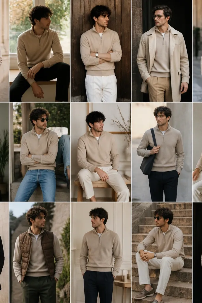 15 Beige Quarter Zip Outfits for Men I Honestly Recommend
