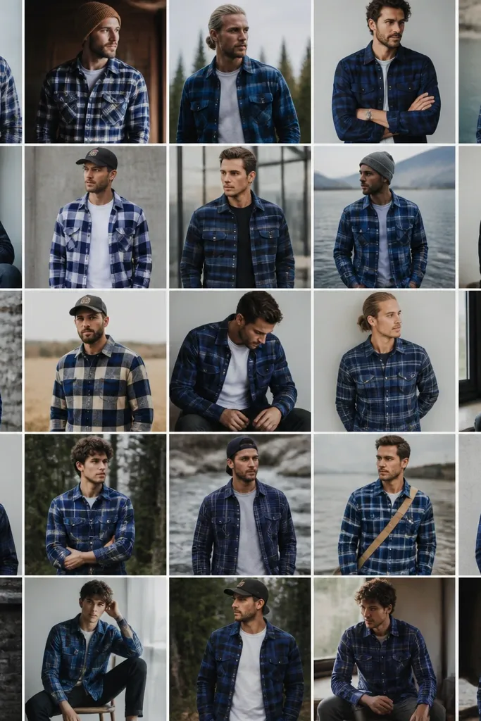 25 blue flannel outfits men