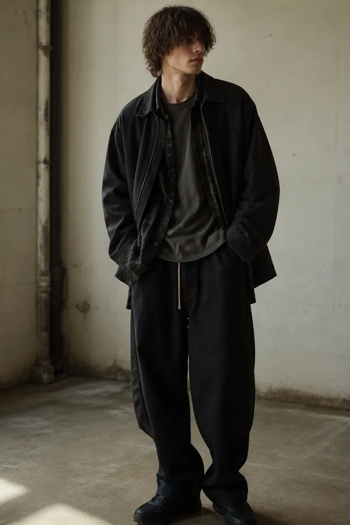 Grunge outfits men with storage-friendly layering