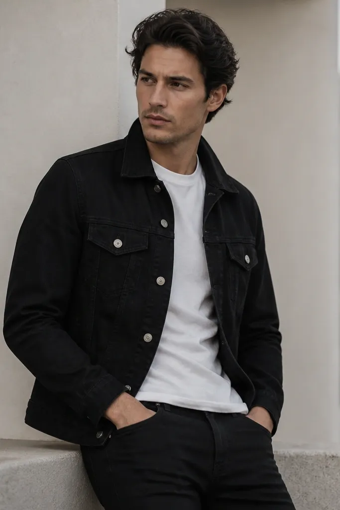 How to style a black jeans jacket as a man