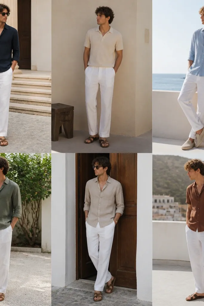 White linen pants outfits for men beginner ideas
