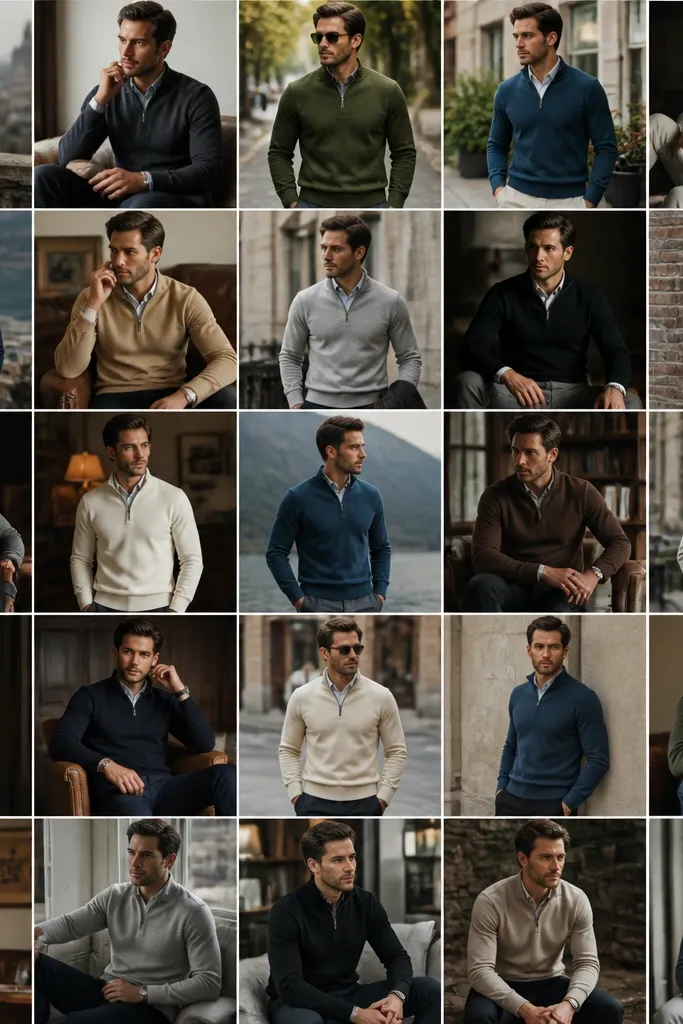 25 Men Quarter Zip Sweater Outfits That Look So Sharp