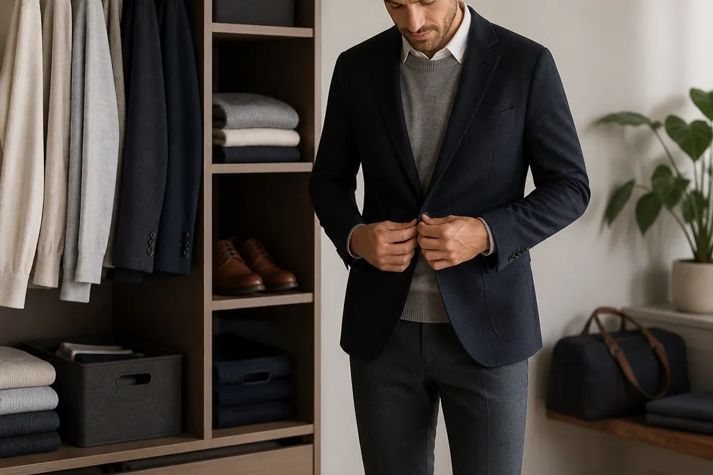 With storage business casual outfits men for easy mornings