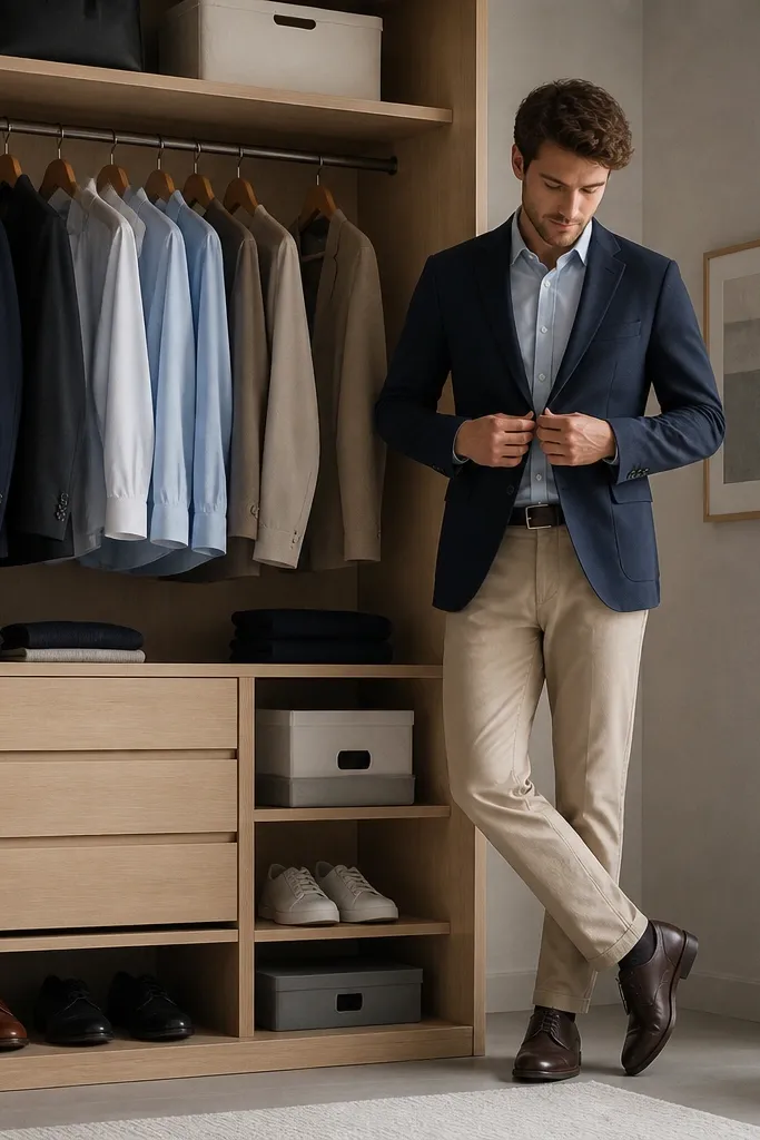 With storage business casual outfits men for easy mornings